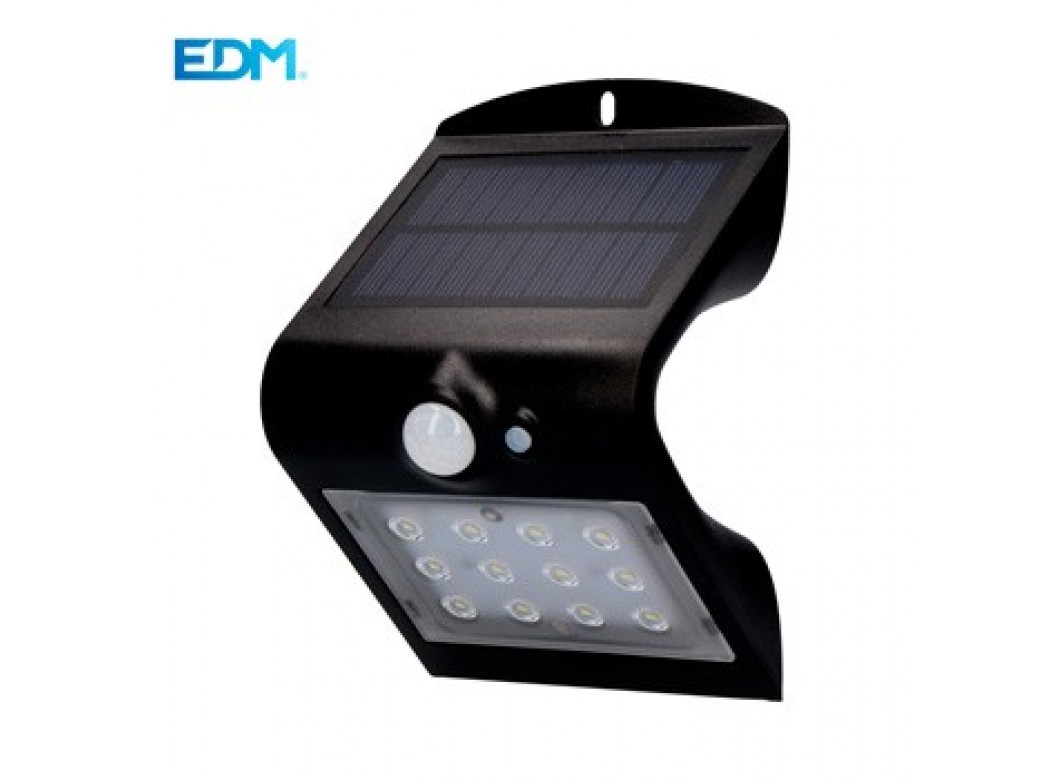 Aplique ilumin 1,5w 220lm solar edm pl ne recargable s/mov 3