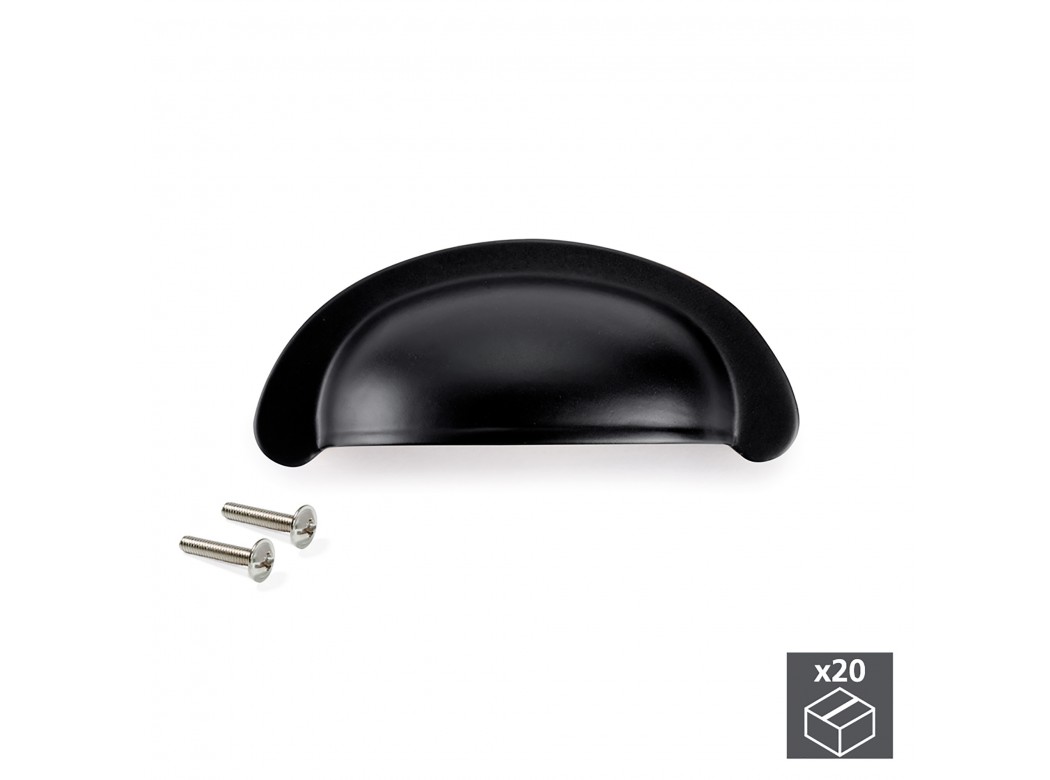 Emuca Tiradores para mueble, intereje 64 mm, Zamak, Negro, 20 ud.