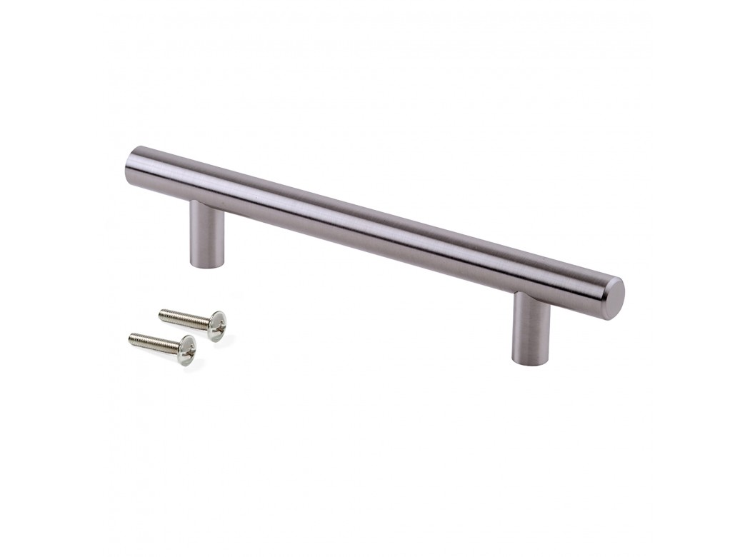 Emuca Tiradores para mueble, D. 12 mm, intereje 192 mm, Acero, Niquel Satinado