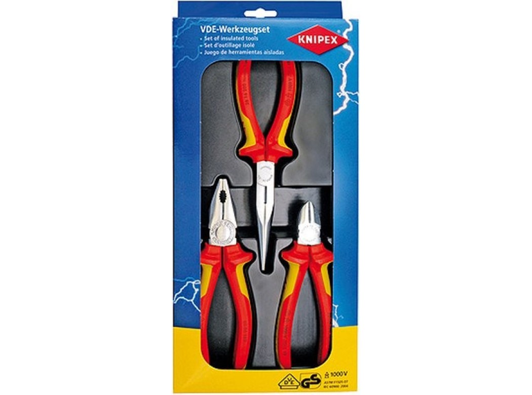 Alicate elec aisl.1000v knipex 3 pz