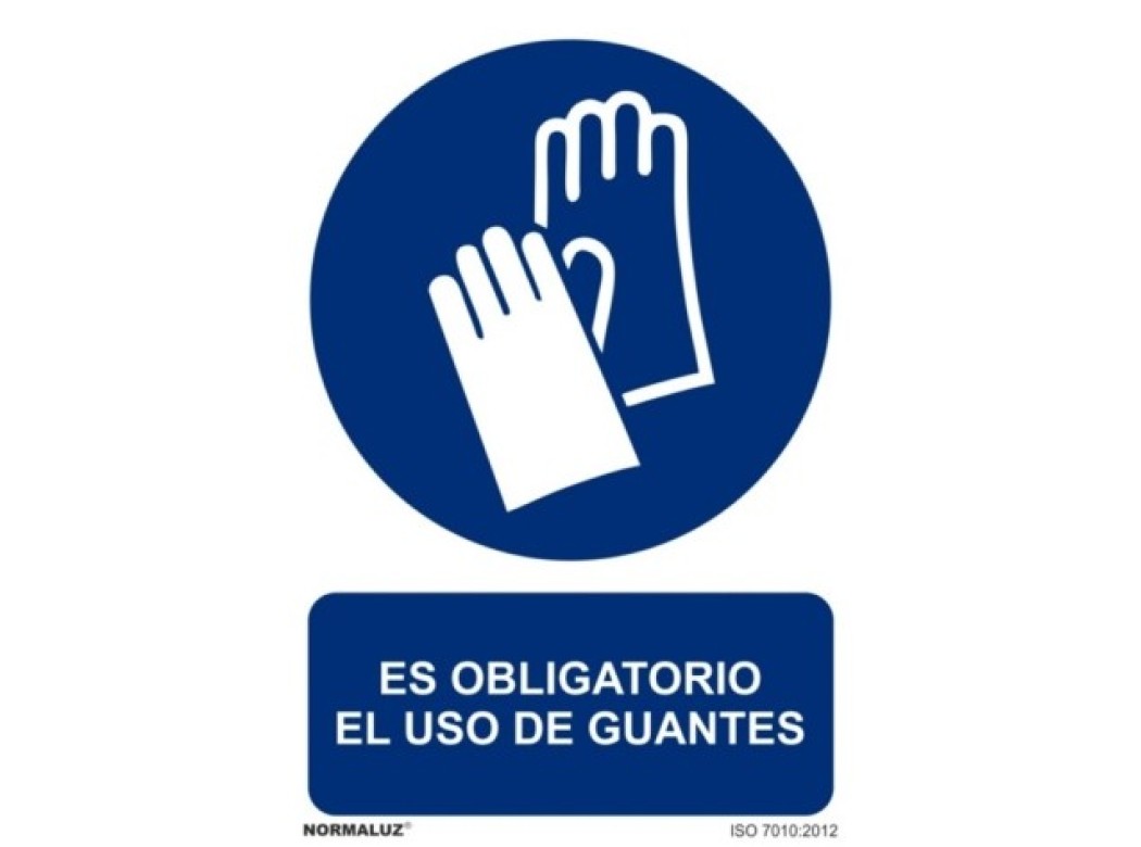 Cartel seÑalizacion 210x300mm pvc obliga uso guantes normalu