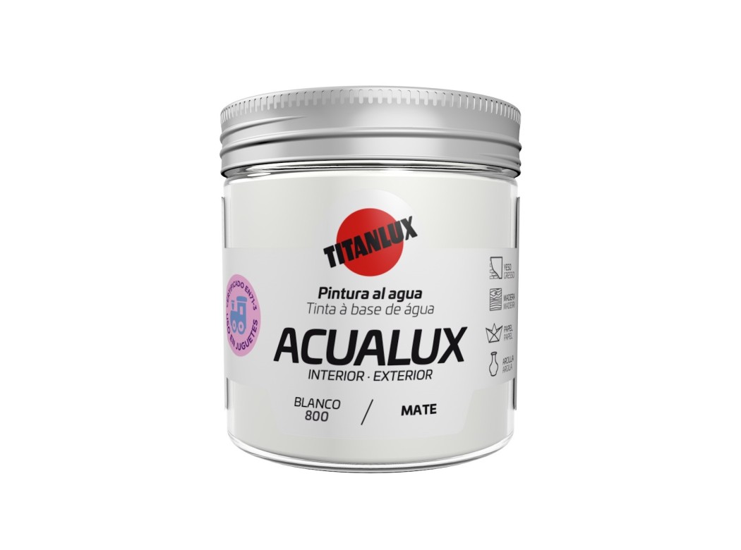 Pintura manualid. al agua 75 ml bl mate acualux titan