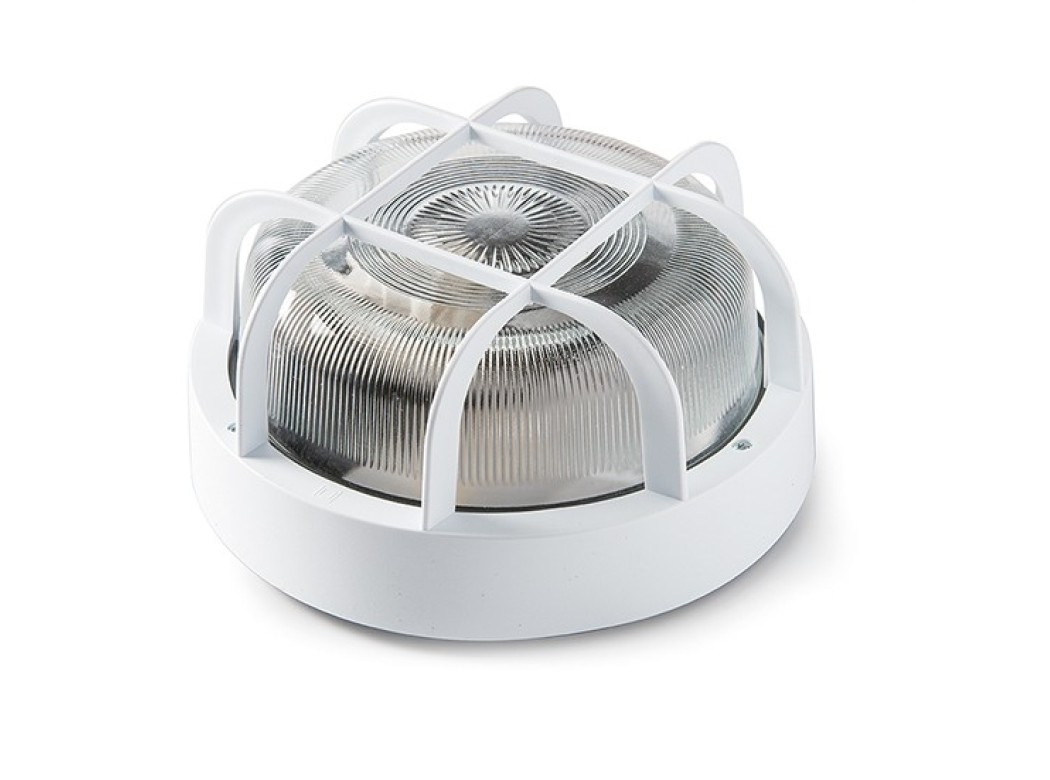 Aplique ilumin e27 100w ip44 ext rdo rej/plas pvc bl famat