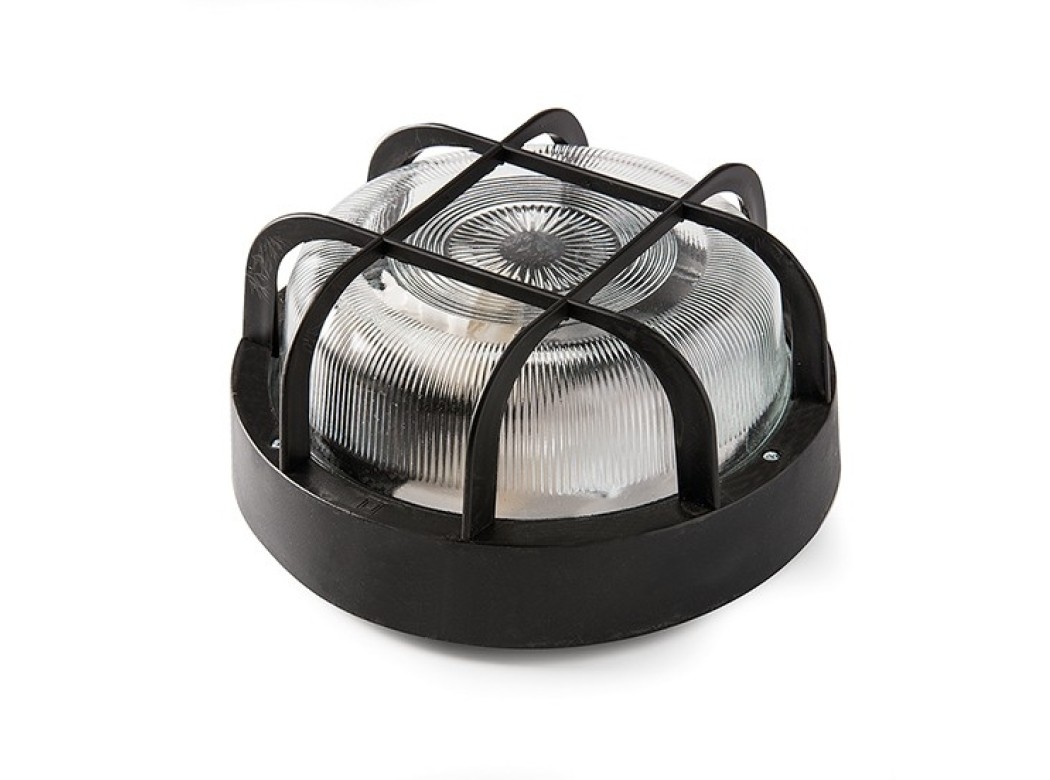 Aplique ilumin e27 100w ip44 ext rdo rej/plas pvc ne famat