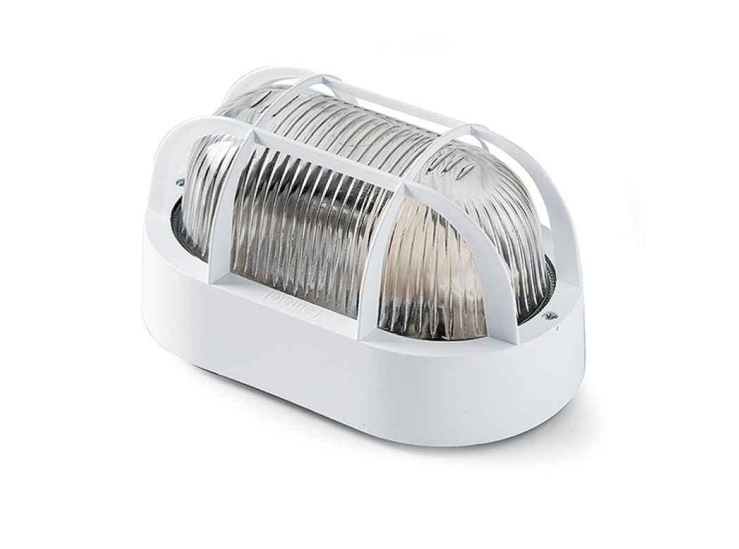 Aplique ilumin e27 60w ip44 ext ov rej/plas pvc bl famat