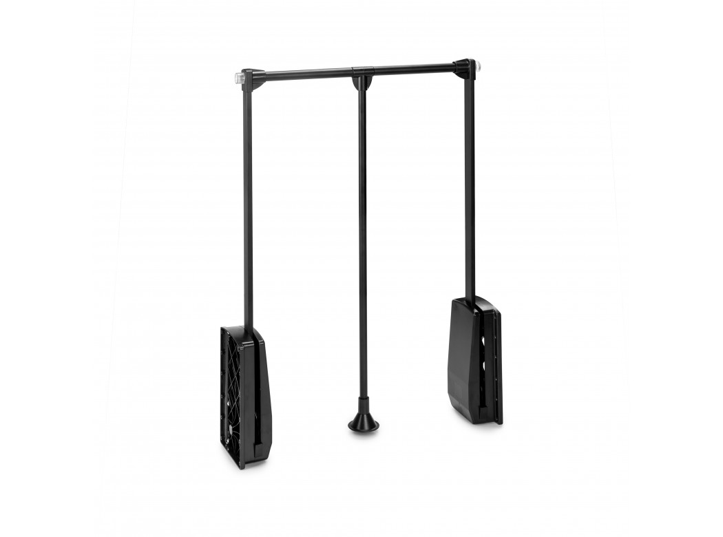 Emuca Colgador abatible para armario, regulable 450-600 mm, hasta 12 kg, Acero, Pintado negro