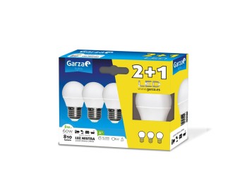 Lampara ilumin esf. led garza e27 8w 810lm 4000k 3 pz