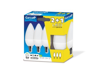 Lampara ilumin vela led garza e14 8w 810lm 4000k 3 pz