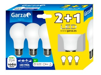 Lampara ilumin estan led garza e27 12w 1060lm 6500k 3 pz