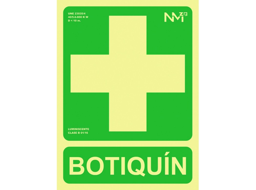 Señal 224x300mm pvc lumi botiquin rd14108