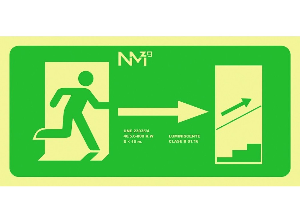 Señal 320x160mm pvc lumi  evacuaciÓn subida derecha rd11150