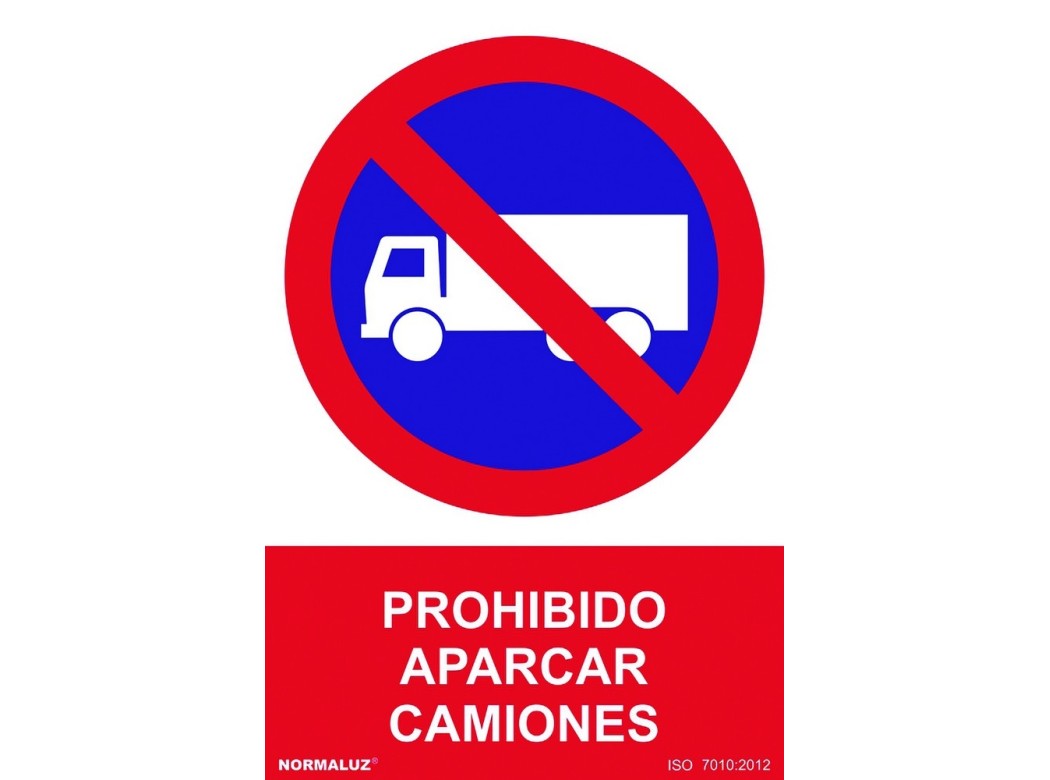Señal 210x300mm pvc prohibido aparcar camiones rd40054
