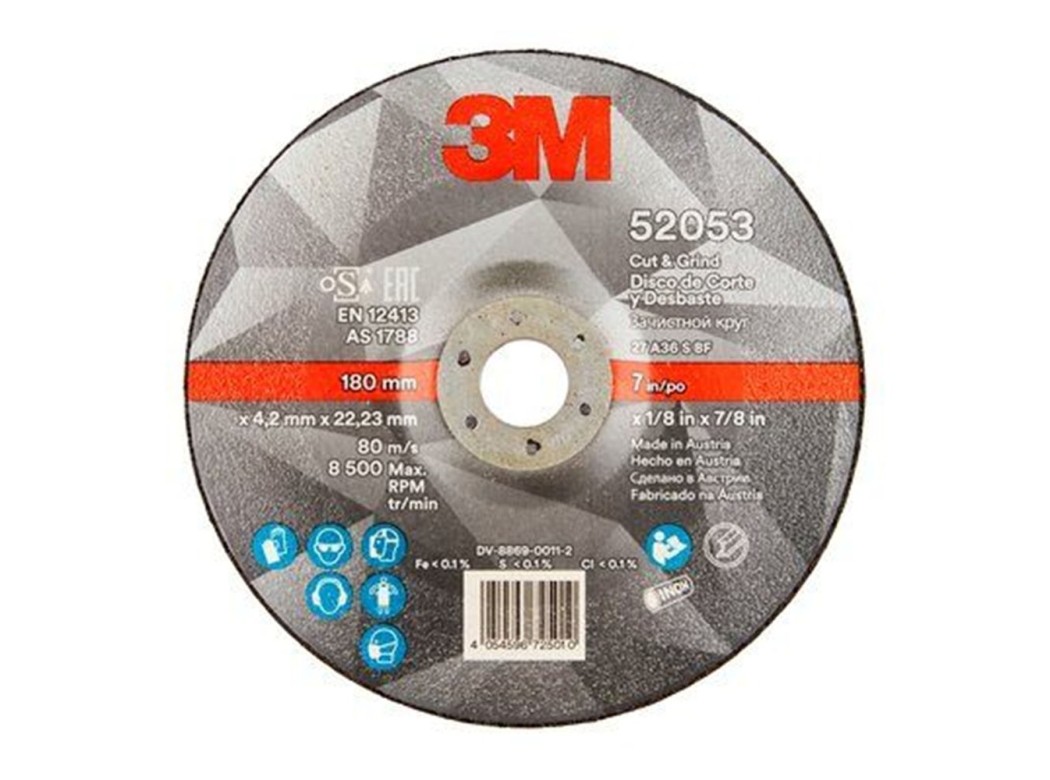 Disco corte y desbaste metal 125x1,0x22 mm silver 3m