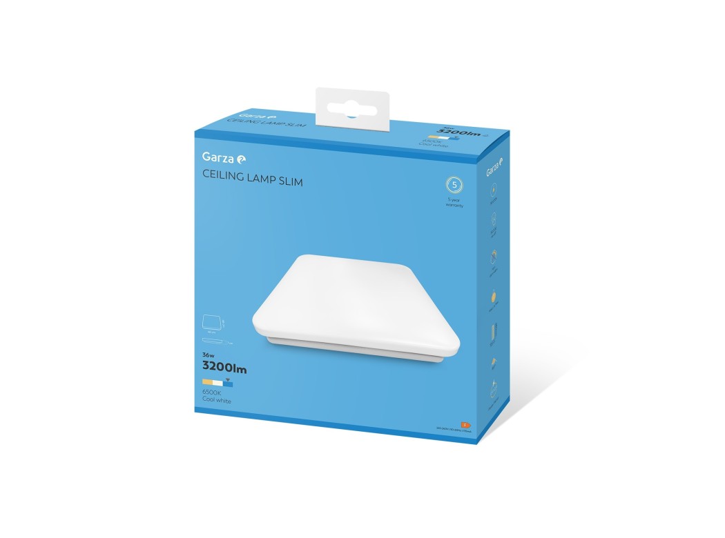 Plafon cuadrado 42w 45,5x45,5x49,4cm 3200lm 6500k 43x43x7,8c