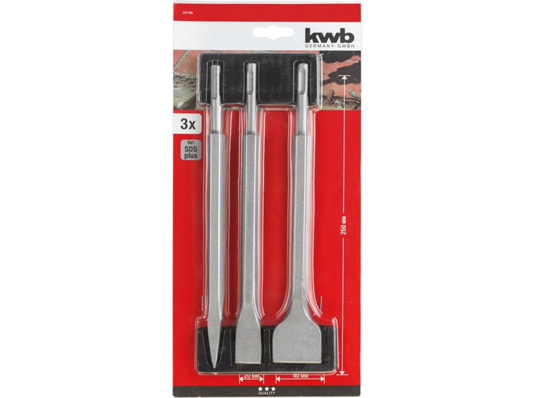 Puntero martillo 250mm sds plus kwb 3 pz