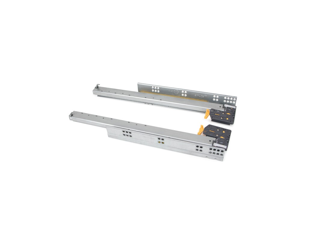Emuca Guías Silver para cajones de extracción total con cierre suave y enganche, 440, Cincado, Acero, 10 un