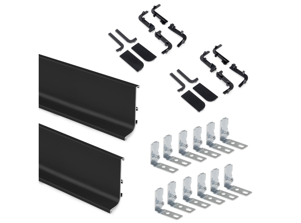 Emuca Kit de perfil Gola superior para muebles de cocina, Pintado negro, Aluminio