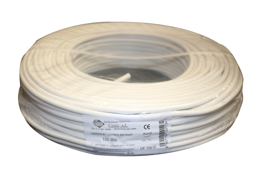 Cable elec rdo mang 500v vv-f h05vv-f top cable 2x1,5mt bl 1