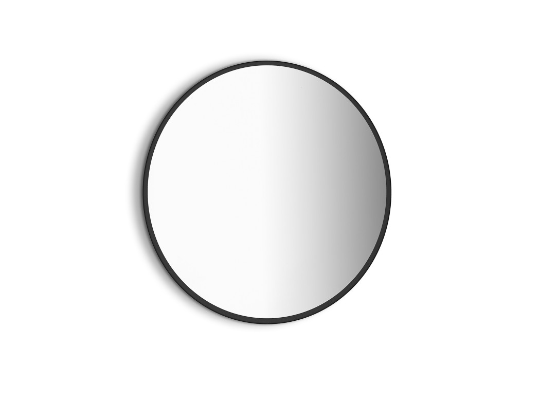 Emuca Espejo Zeus con iluminación LED decorativa y marco negro, diámetro 80 cm, AC 230V 50Hz, 12 W, Aluminio y Cristal, 1 ud.