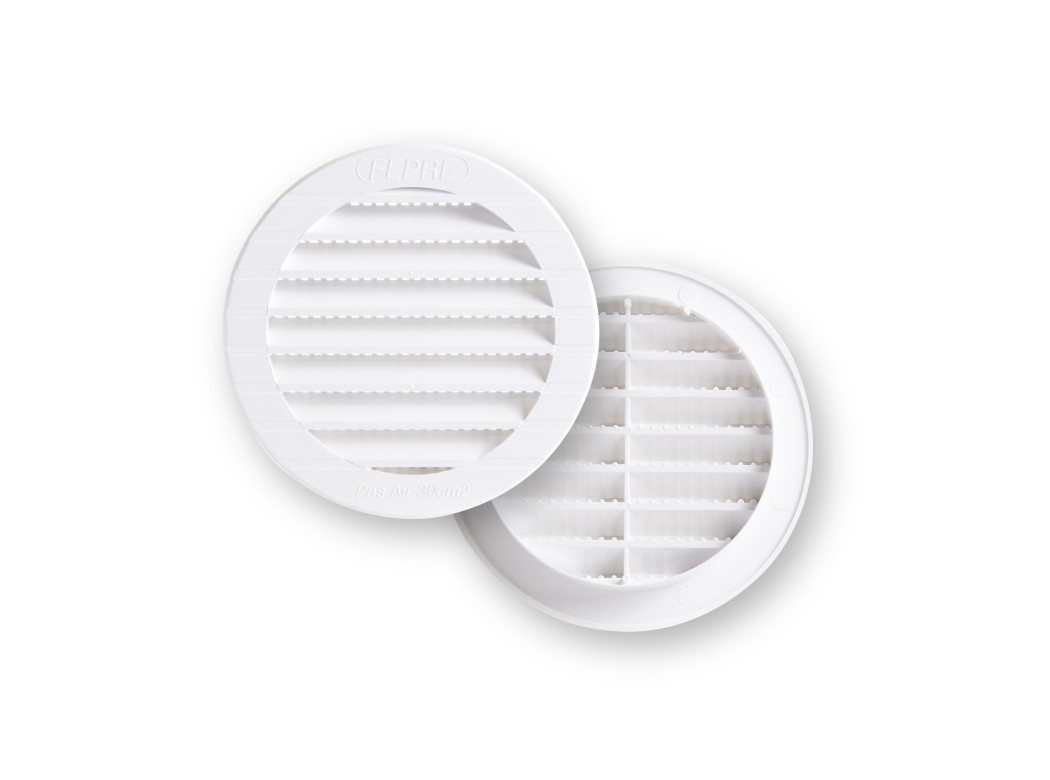 Rejilla vent 118mm emp fepre abs bl con mosquitera espesor 1