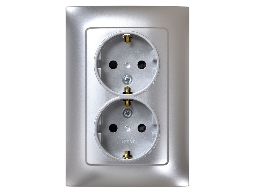 Base enchufe elec doble schuko tt empotrar alum serie 10 sim