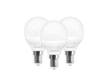 Bombilla ilumin esf. led garza e14 6w 470lm 3000k 3 pz