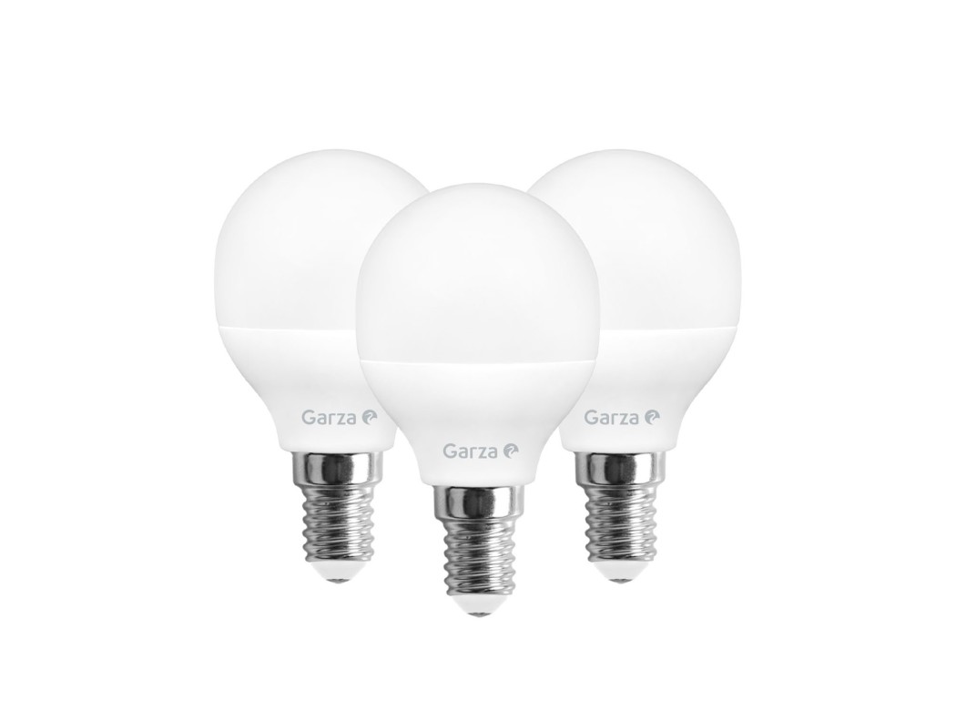 Bombilla ilumin esf. led garza e14 6w 470lm 4000k 3 pz