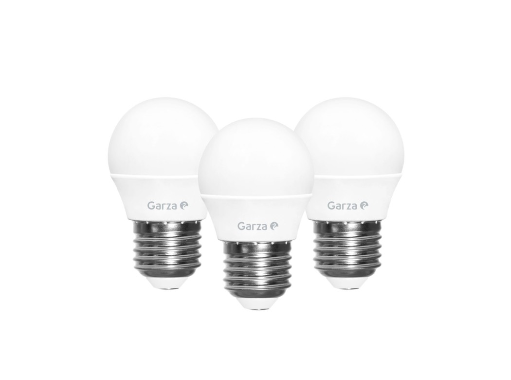 Bombilla ilumin esf. led garza e27 6w 470lm 6500k 3 pz