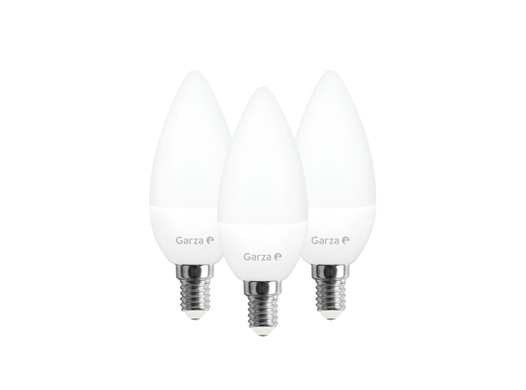 Bombilla ilumin vela led garza e14 6w 470lm 3000k 3 pz