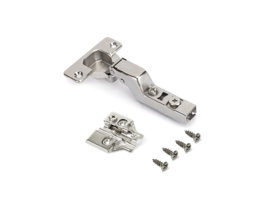 Emuca Kit de bisagra supercodo X92 con cierre suave con suplemento, Suplemento atornillar, Niquelado, Acero, 20 ud.